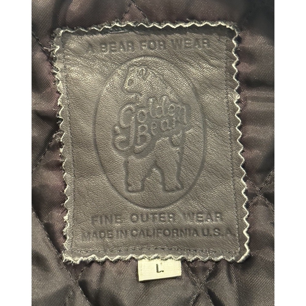Golden Bear Mens Varsity Wool Bomber Jacket sz L Leather Sleeve Short Length - Picture 13 of 15